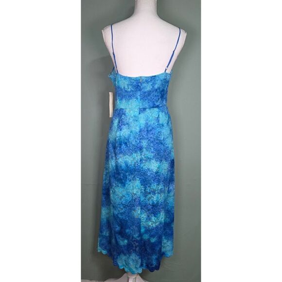 EVERLEIGH Blue Turquoise Scalloped Lace V-Neck Maxi Dress Size: M - Picture 3 of 8
